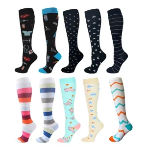 Workout Hike Knee High Socks Long Cycling Stockings for Running 20-30 Mmhg Nurse Compression Socks
