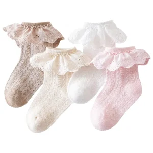 Xiangyi Meias Infantil Baby Toddler Girls Princess Cotton Frilly Lace Ruffle Thin Mesh Summer Socks