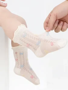 Xiangyi Socks Kids Middle Tube Summer Mesh Breathable Newborn Frilly Cute Cartoon Baby Socks