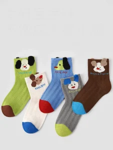 Xiangyi Spring Summer Thin Mesh Breathable Cotton Cute Children Boys Crew Knitted Daily Casual Socks