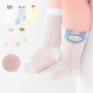 Xiangyi Summer Casual Kids Mesh Breathable Ankle Sock Cute Cartoon Newborn Loose Mouth High Elastic Seamless
