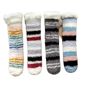 Xinanghui Winter Thermal Fleece Lining Knit Slipper Socks Soft Warm Cozy Fuzzy Fluffy Christmas Non Slip Socks