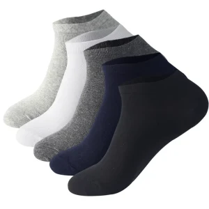 YH Stock Men’s Plus Size Cotton Ankle Socks Solid Color Short Sports Boat Socks for Summer European American Size Spring Knitted