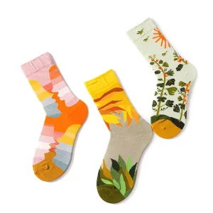 YUELI New Designer Happy Mens Funny Combed Cotton Dress Casual Socks Colorful Novelty Skateboard Socks