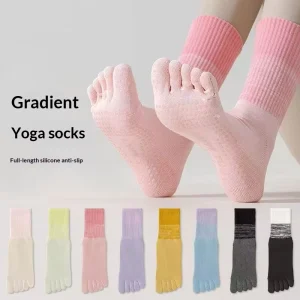 Yoga Cotton Five toe Toe separated Sports Silicone Non slip Sweat absorbing Thin Crew Socks Fitness Autumn Winter