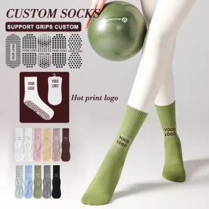 Yoga Socks for Women Cotton Custom Hot Stamping Logo Sports Socks Ins Trendy Pilates Ballet Dance Floor Socks
