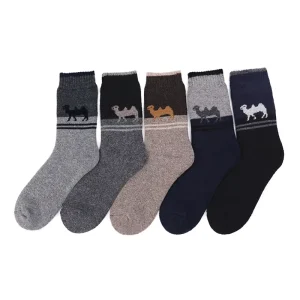 Youki Men’s Socks Autumn Wool Cotton Animal Pattern Anti Bacterial Anti Slip Breathable Disposable Casual Warm Eco Friendly