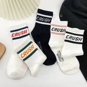 Young Boy Crush Letter Sports Socks Cotton Funny Teen Children School Athletic Socks