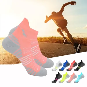 Youth Customized Basketball No Show Socks with Anti Slip Cross Grip Compression Football Socks with Bottom Logo Position