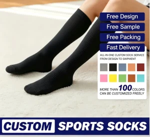 Youth Spring Athletic Cotton Socks for Men Women Custom Size Breathable Material Knee High Football Socks