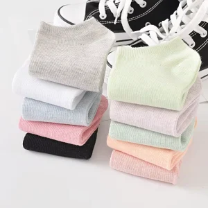 in Stock Cute Women’s Breathable Cotton Short Socks 11 Colors of Colorful Ankle Socks with Casual Print Style Free Size