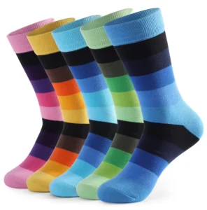 rainbow Happy Funny Sock Men Argyle Socks Men’s Dress Cotton Socks Bulk